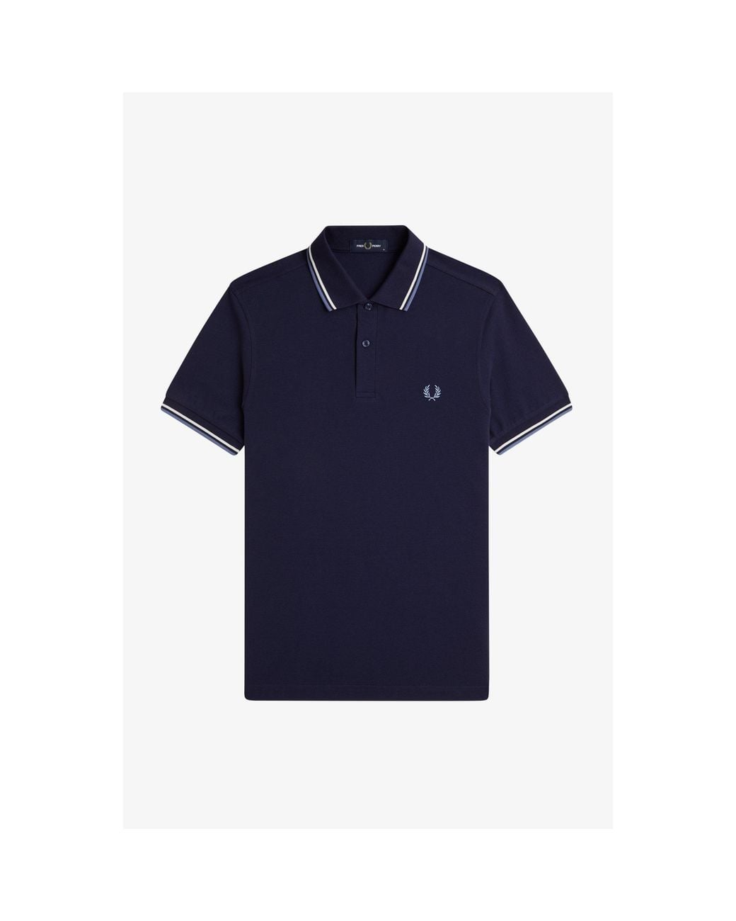 Fred Perry Blue Short Sleeve Twin Tipped Polo Shirt for men