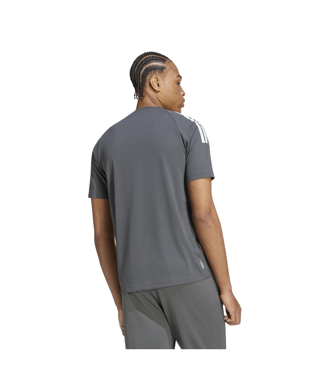 Adidas Gray Classic 3 Stripe Sereno T-Shirt for men