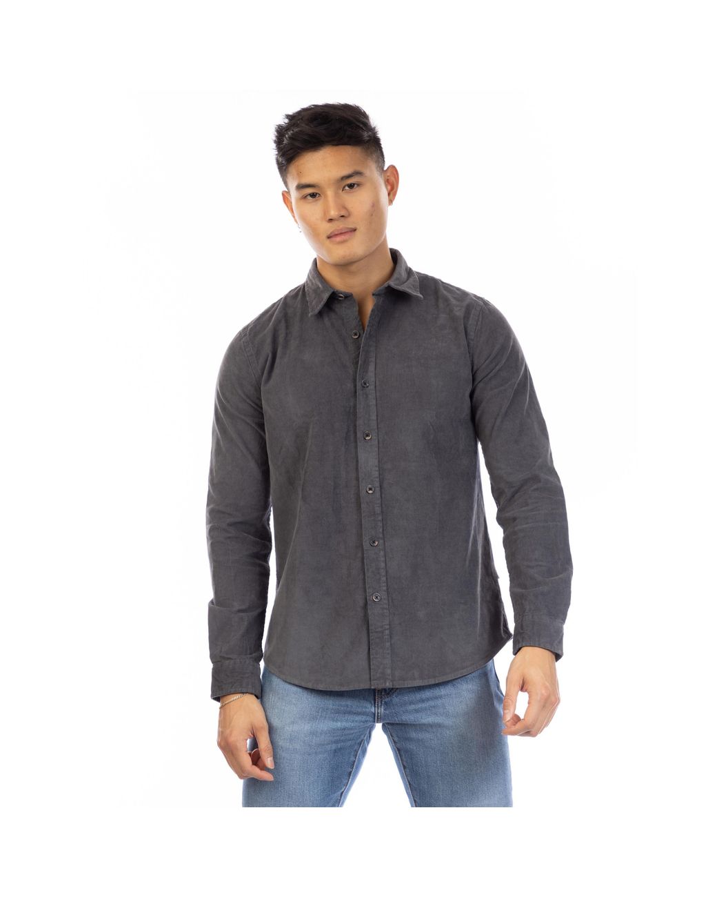 Peter Werth Gray Bramford Long Sleeve Plain Shirt for men