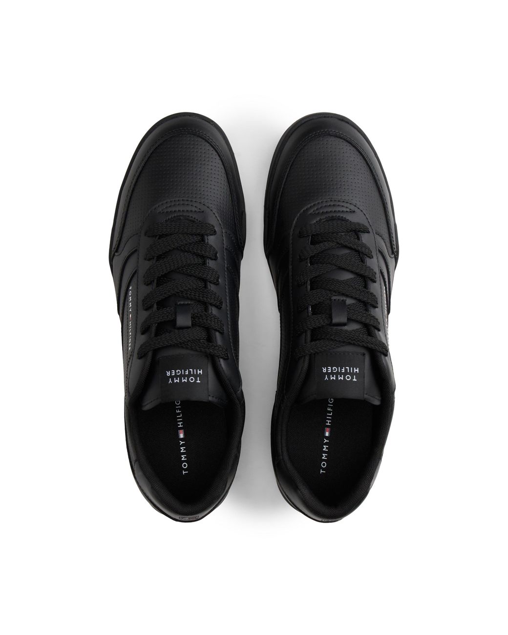 Tommy Hilfiger Black Lopro Leather Low-Top Trainers for men