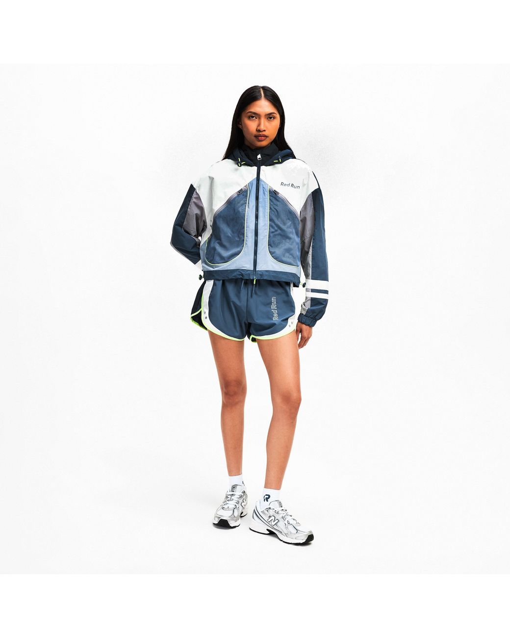 Red Run Blue Hooded Nylon Track Jacket