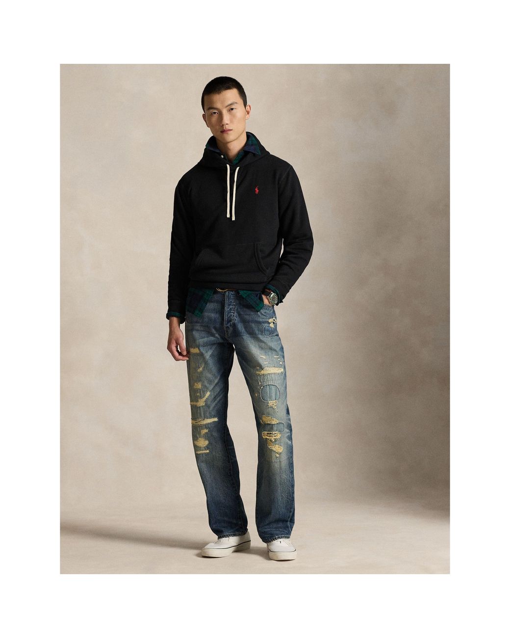 Polo Ralph Lauren Black Fleece Pull On Hoodie for men