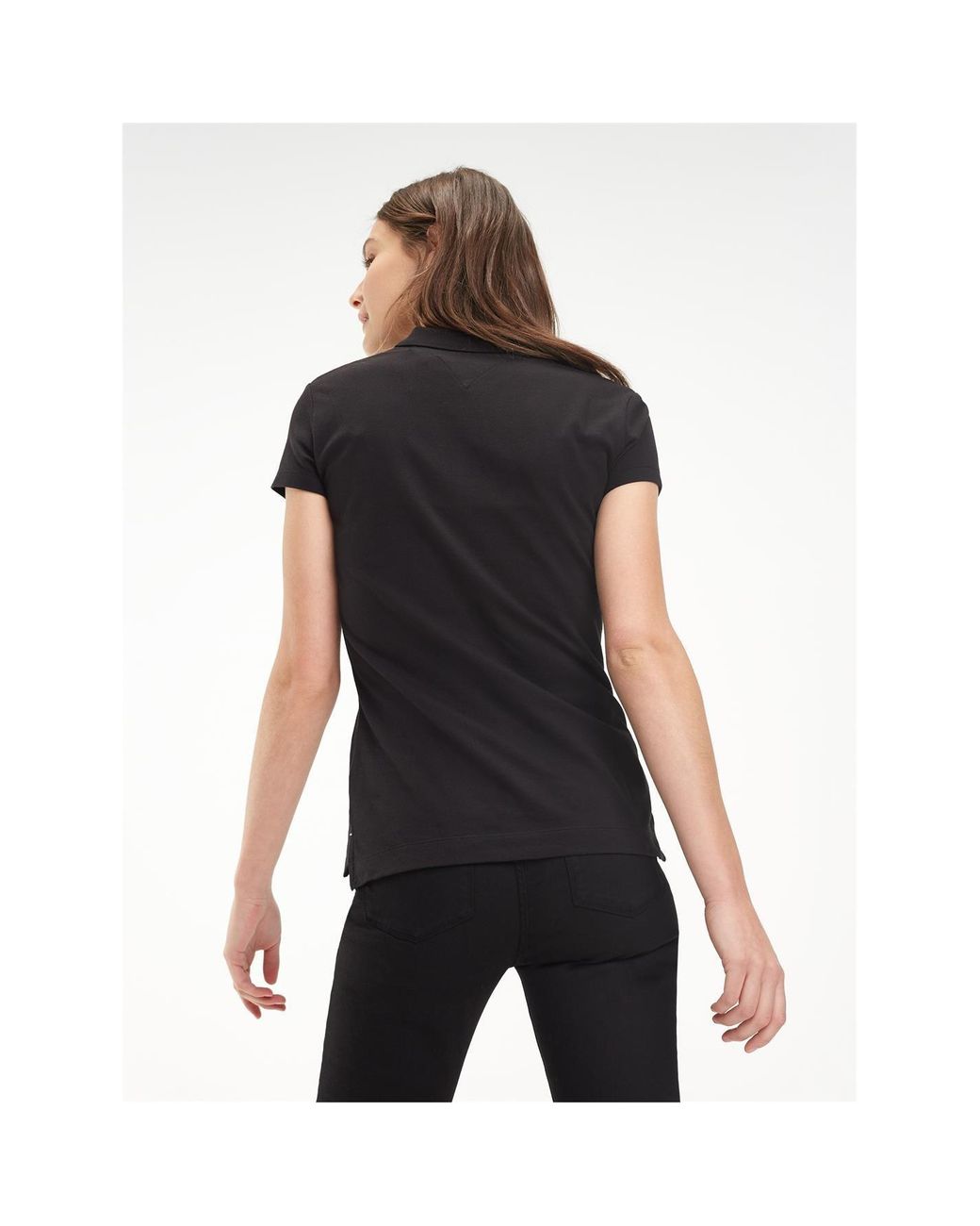 Tommy Hilfiger Black Heritage Short Sleeve Slim Fit Polo Shirt Ladies