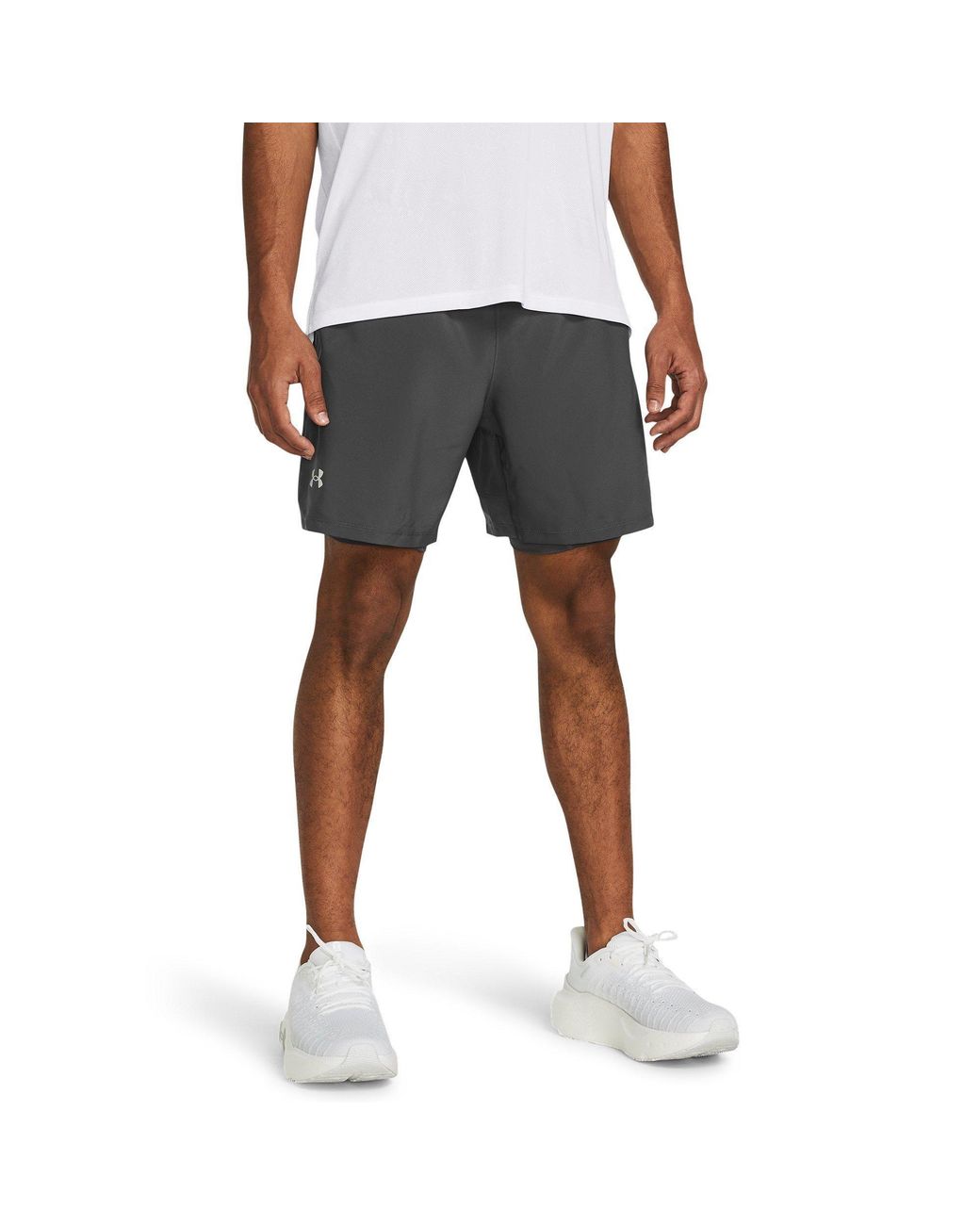 Under Armour Gray Ua Launch Run 2-In-1 Shorts for men