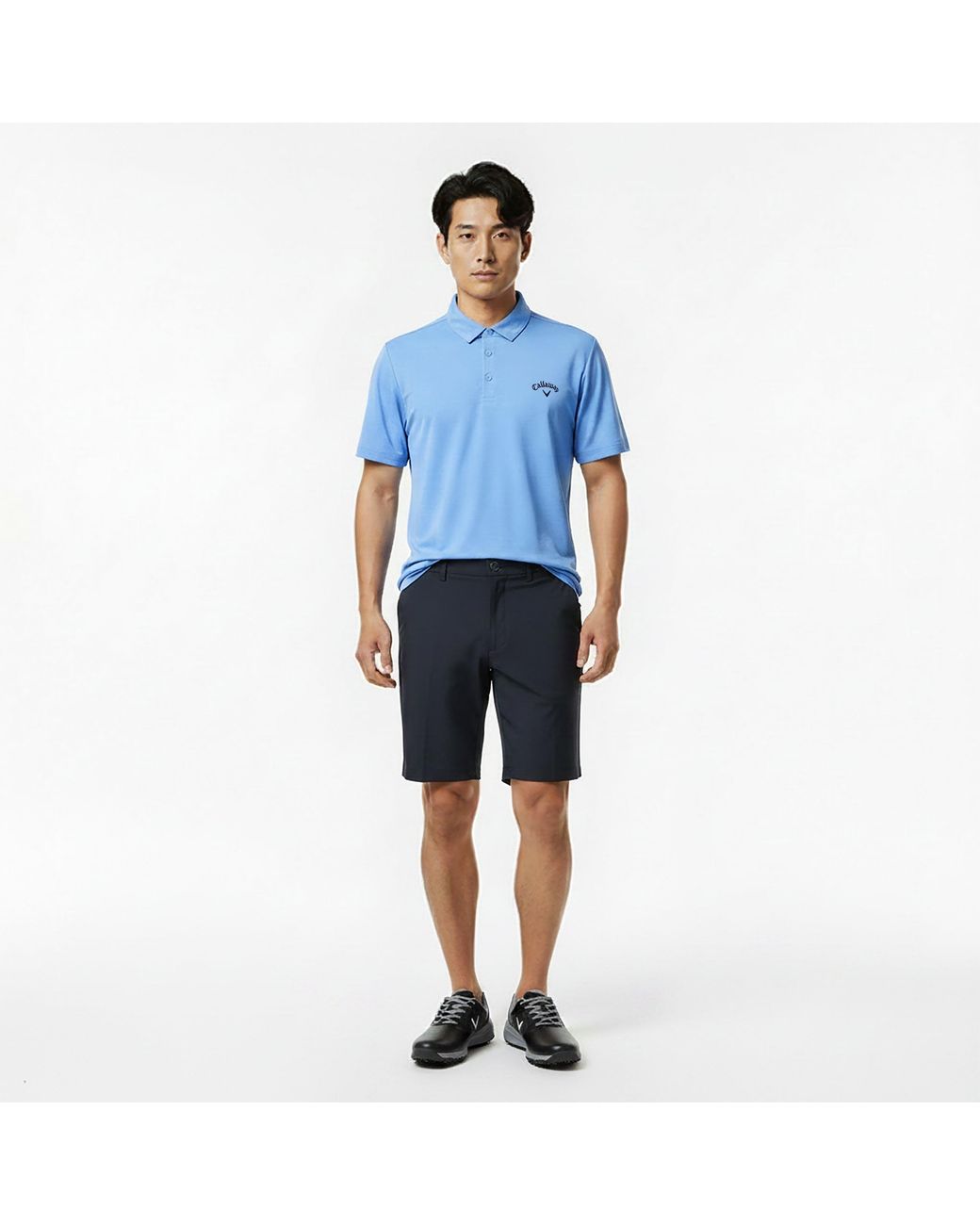 Callaway Apparel Blue Herringbone Golf Polo Shirt for men