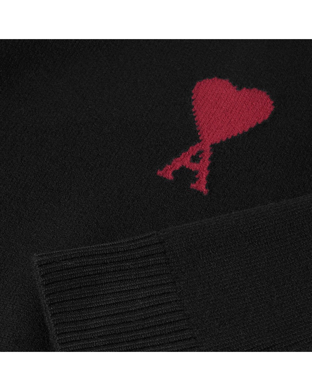 AMI Black Adc Crew Neck Jumper