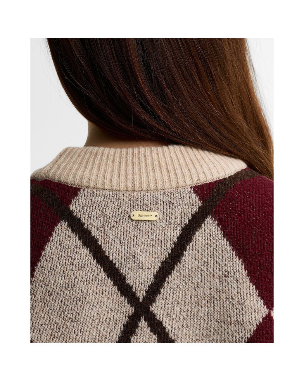 Barbour Purple Harleigh Modern Heritage Wool Oversized-Fit Cardigan