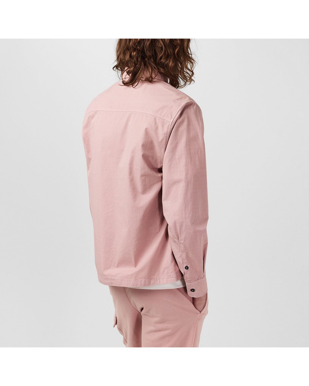 C P Company Pink Gabardine Lens Cotton Long Sleeve Overshirt for men