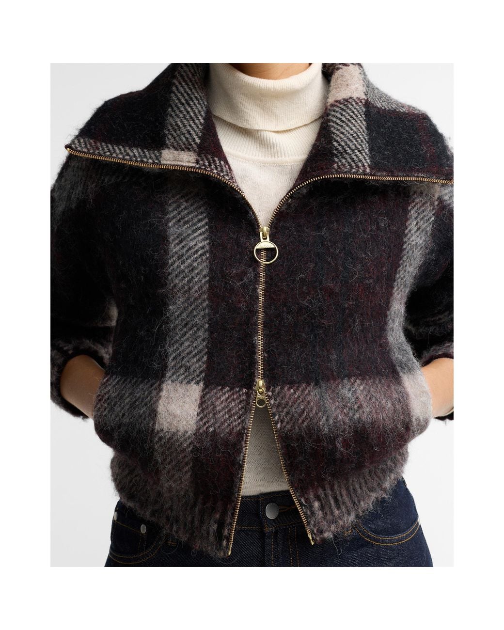 Barbour Black Carville Re-Engineered Funnel Neck Cardigan