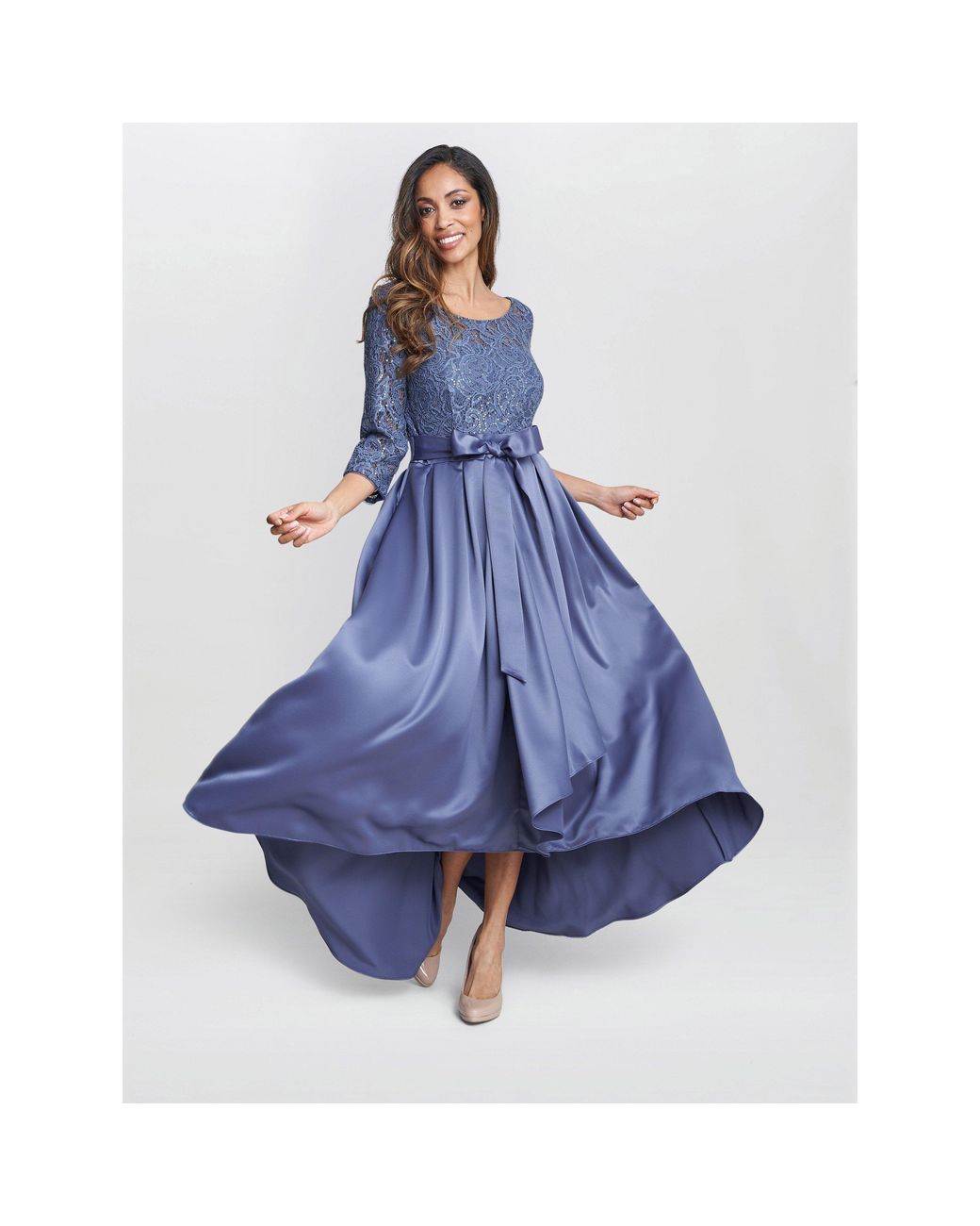 Gina Bacconi Blue Leona Sequin Lace Dress