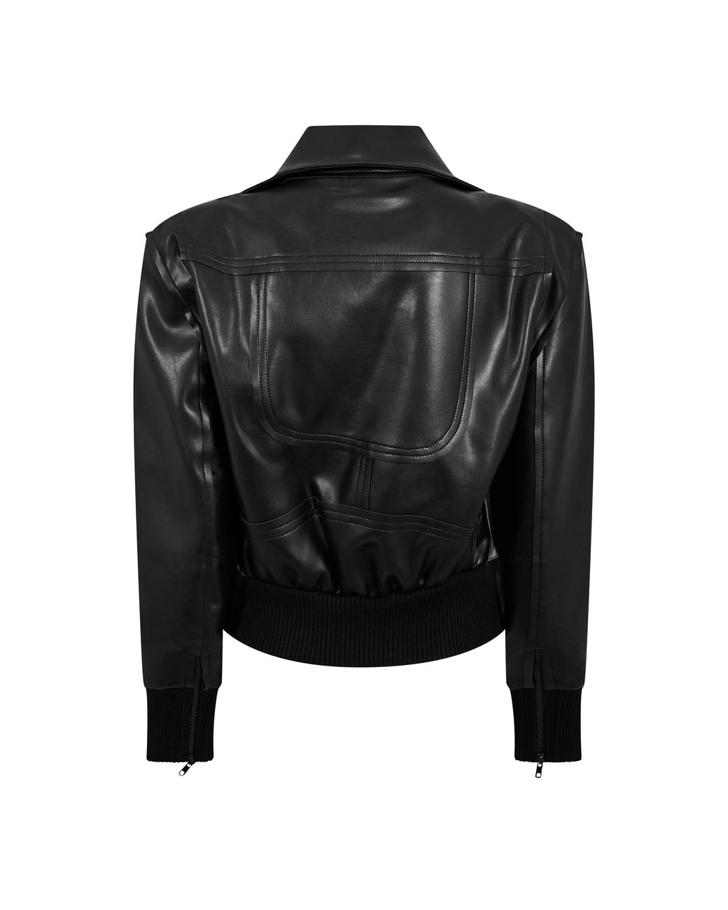 Norma Kamali Black Mini Moto Bomber Jacket