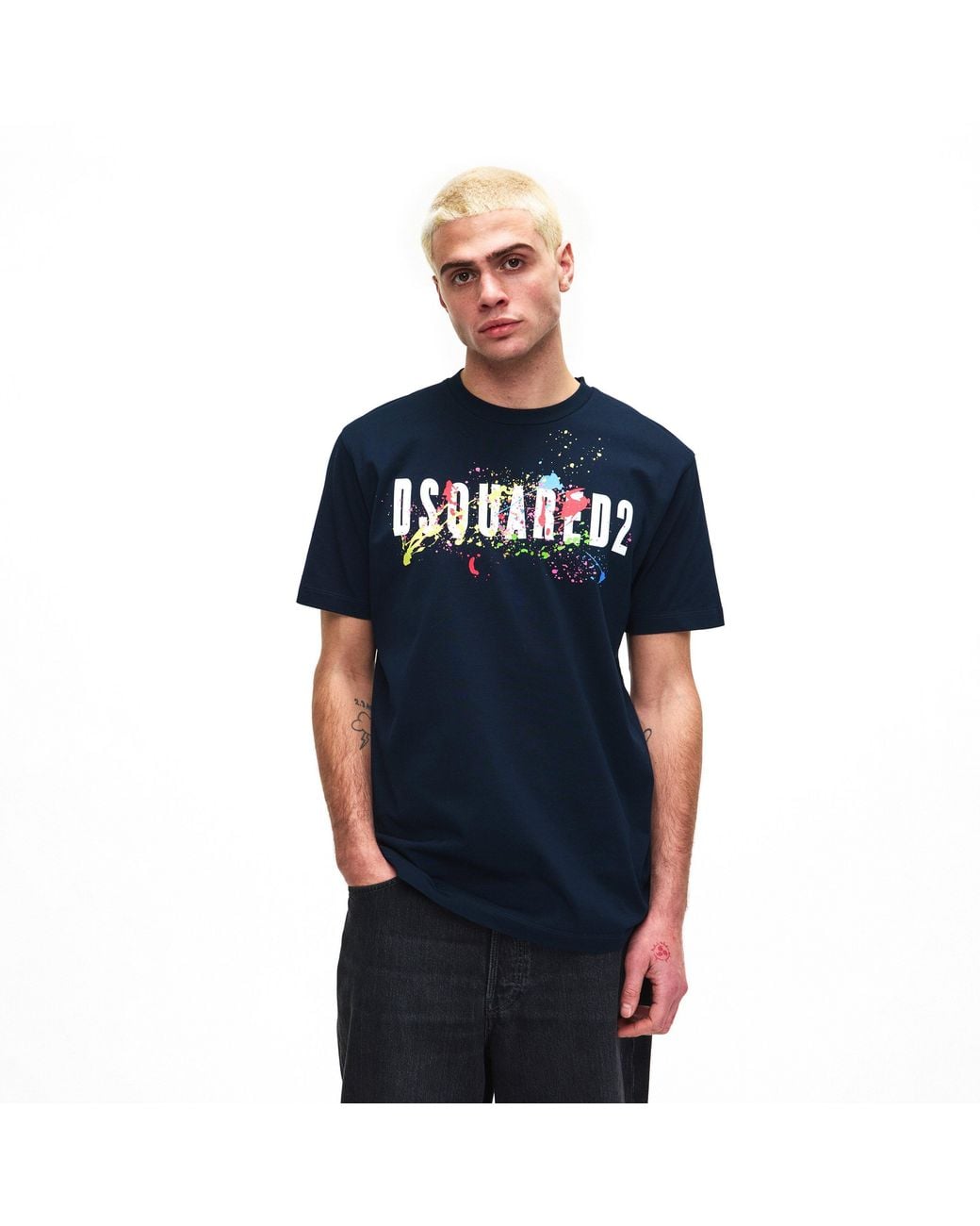 DSquared² Blue Dsq Splat T-Shirt for men