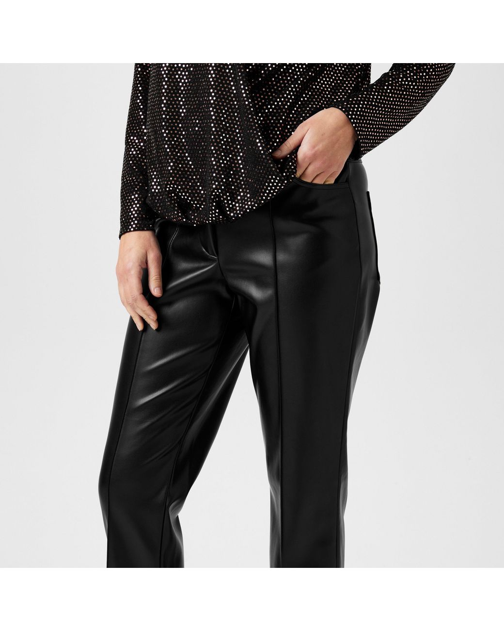 Biba Black Pu Straight Leg Trouser