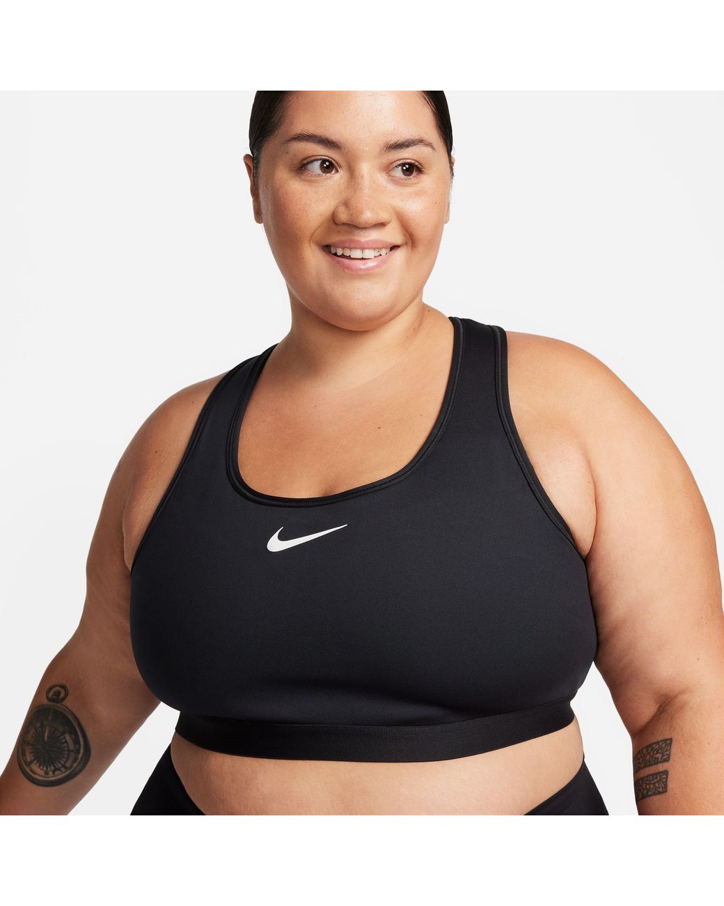 Nike Black Swoosh High Support Non-padded Adjustable Sports Bra