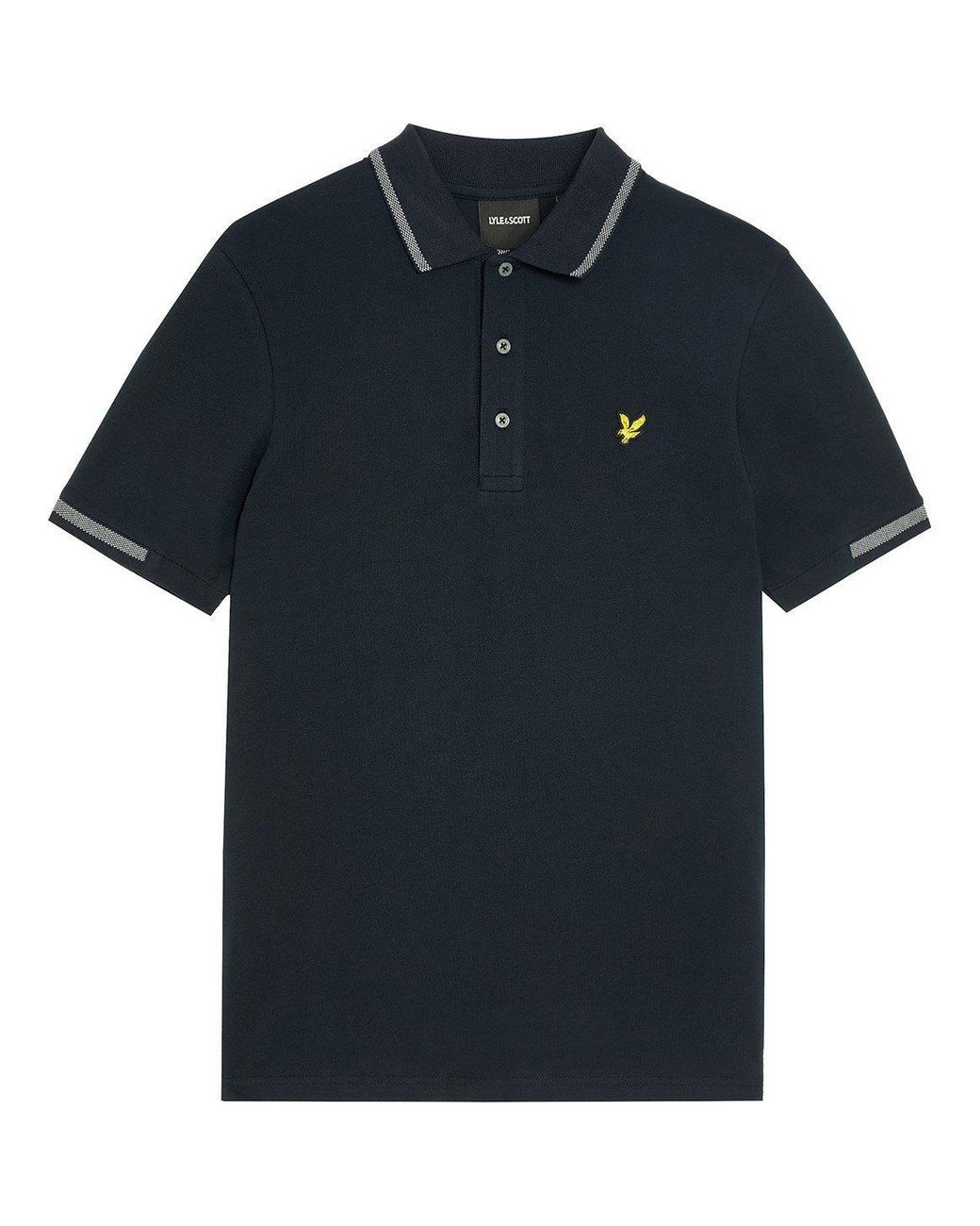 Lyle & Scott Blue Tipped Cotton Short Sleeve Polo Shirt for men