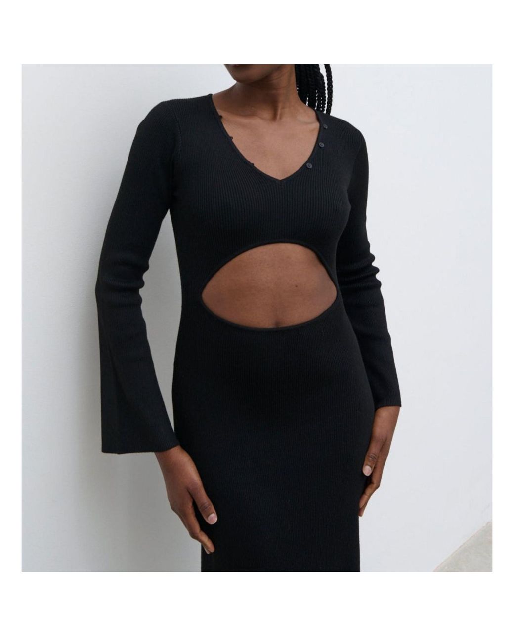 Pretty Lavish Black Zahra Cut Out Button Maxi Jumper Dress