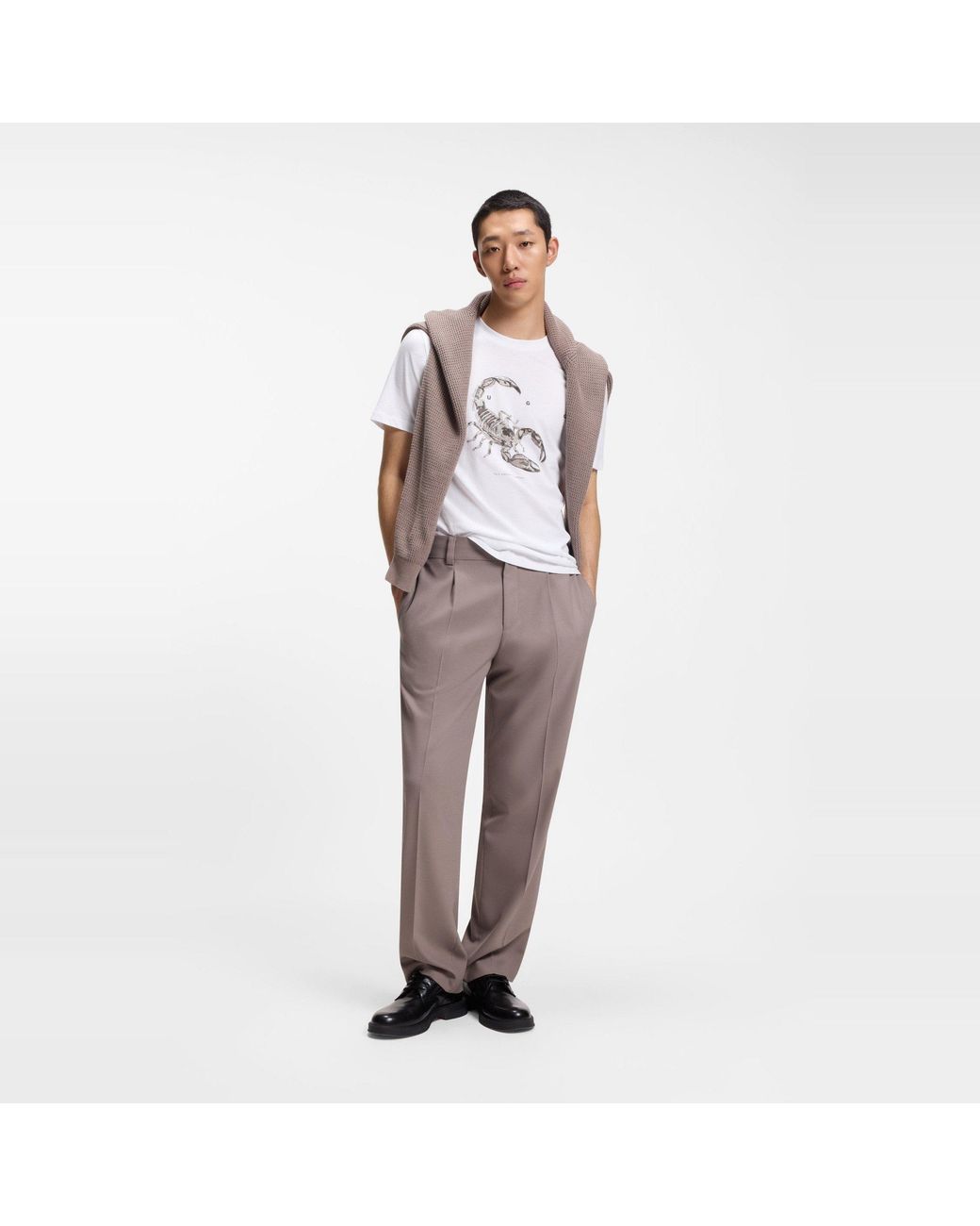 HUGO White Cotton-Jersey T-Shirt With Spaced-Out Logo for men
