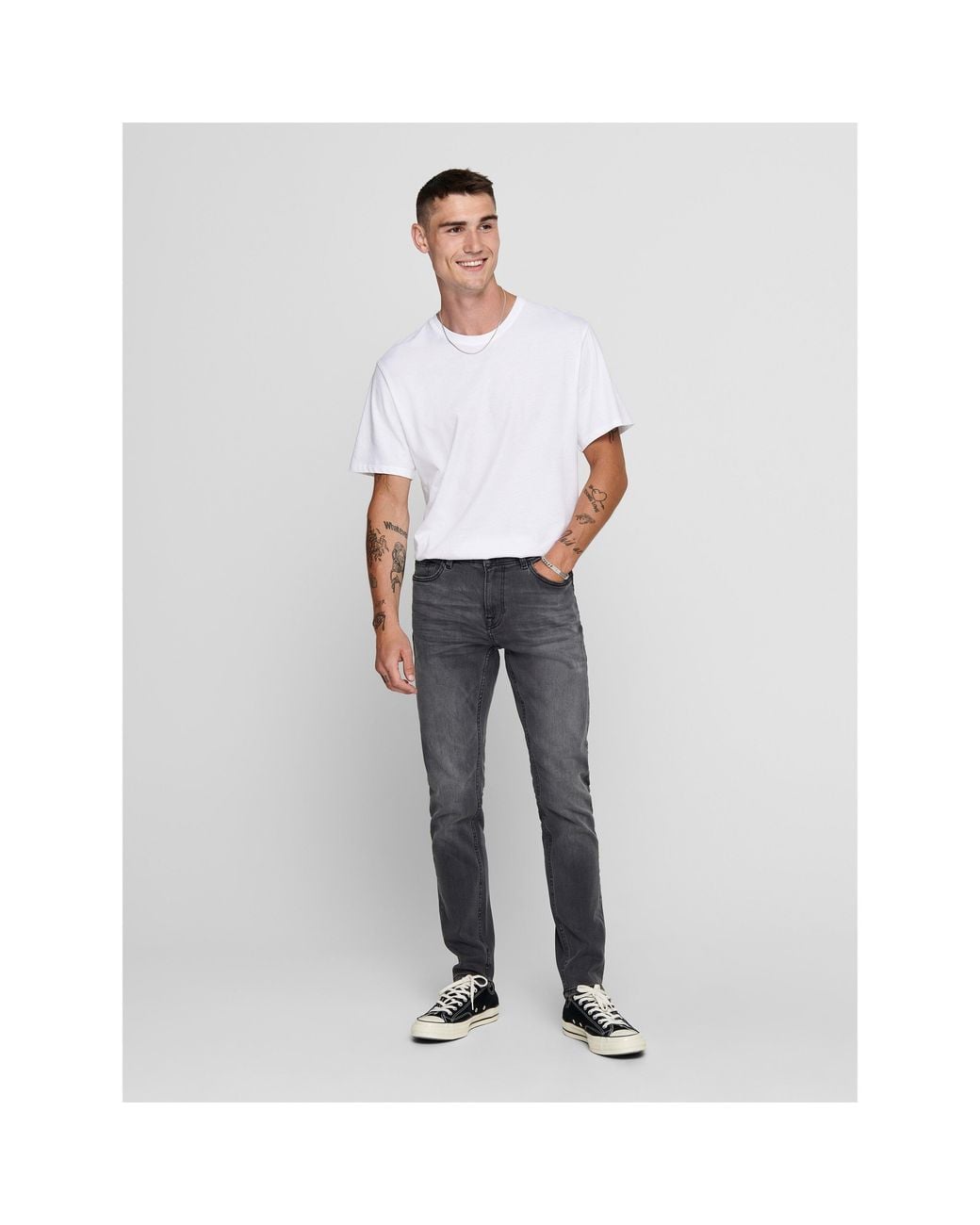 Only & Sons Gray Skinny Jeans for men