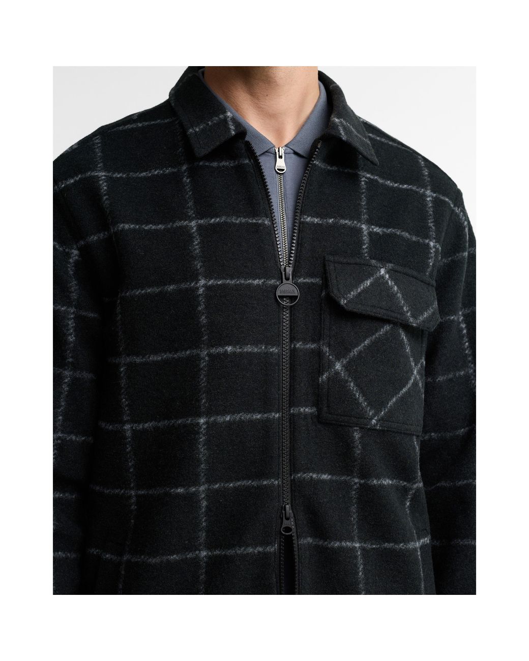 Barbour Black Payne Fleece Wool Overshirt for men