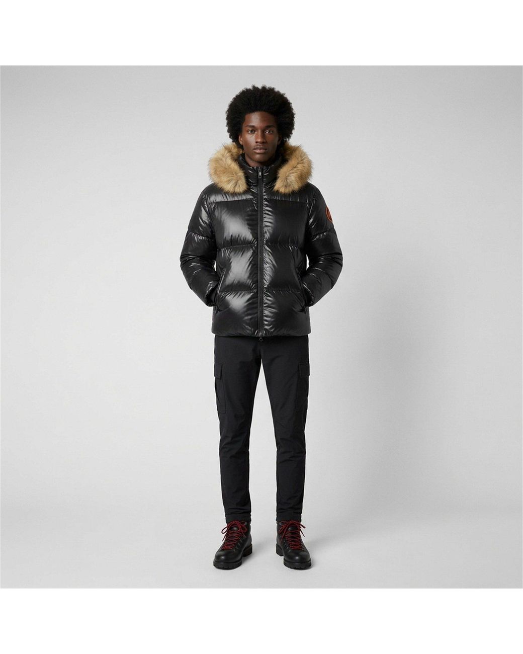 ARCTIC ARMY Black Puffer Og Hooded Long Sleeve Short Puffer Jacket for men