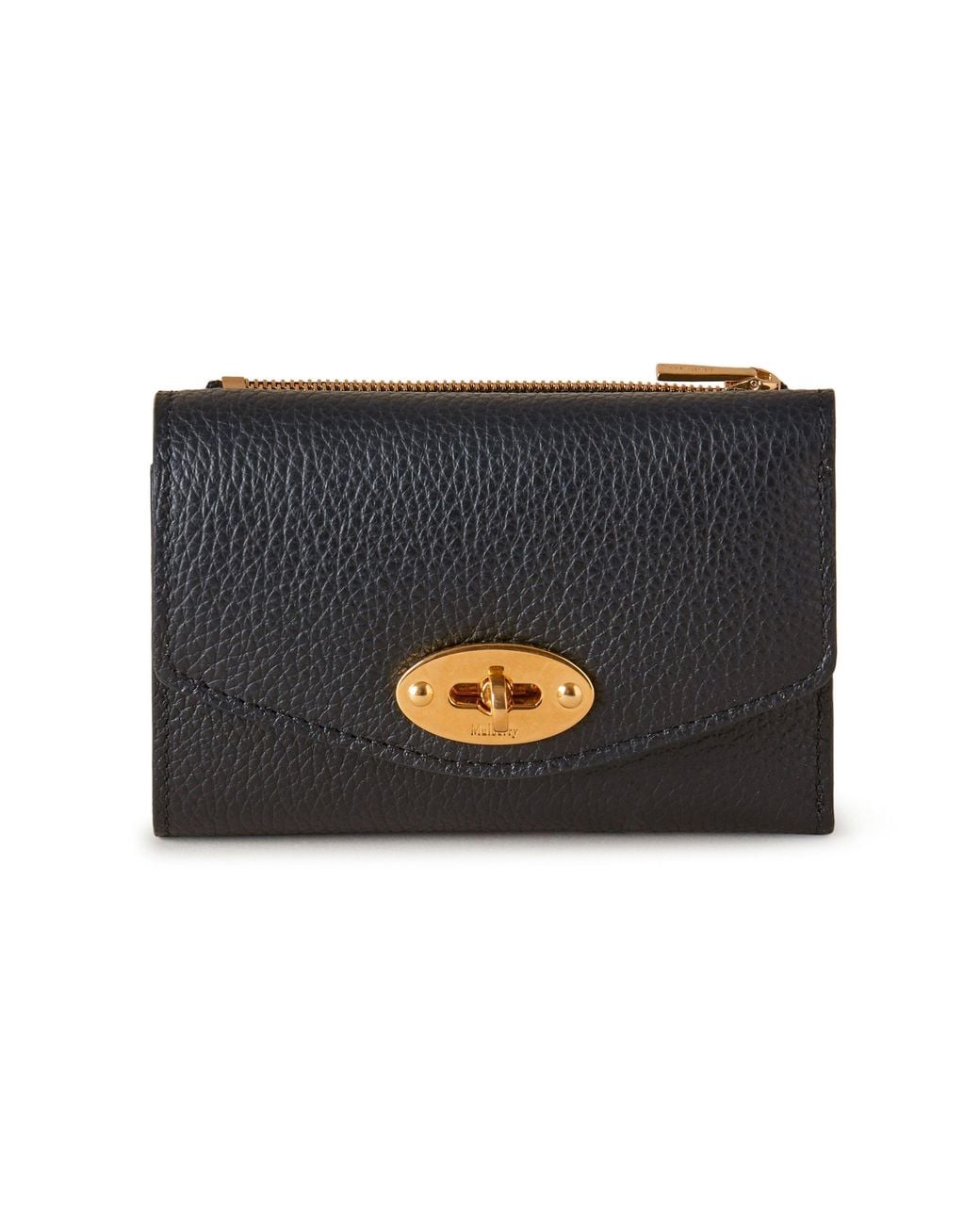 Mulberry Black Darley Folded Multi-Card Wallet Small Classic Grain