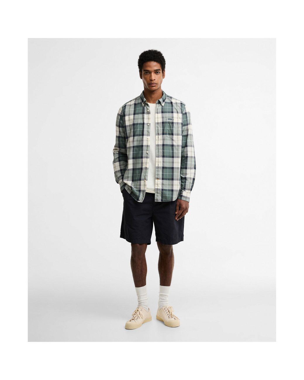 Barbour Gray Long Sleeve Patterned Shirt for men