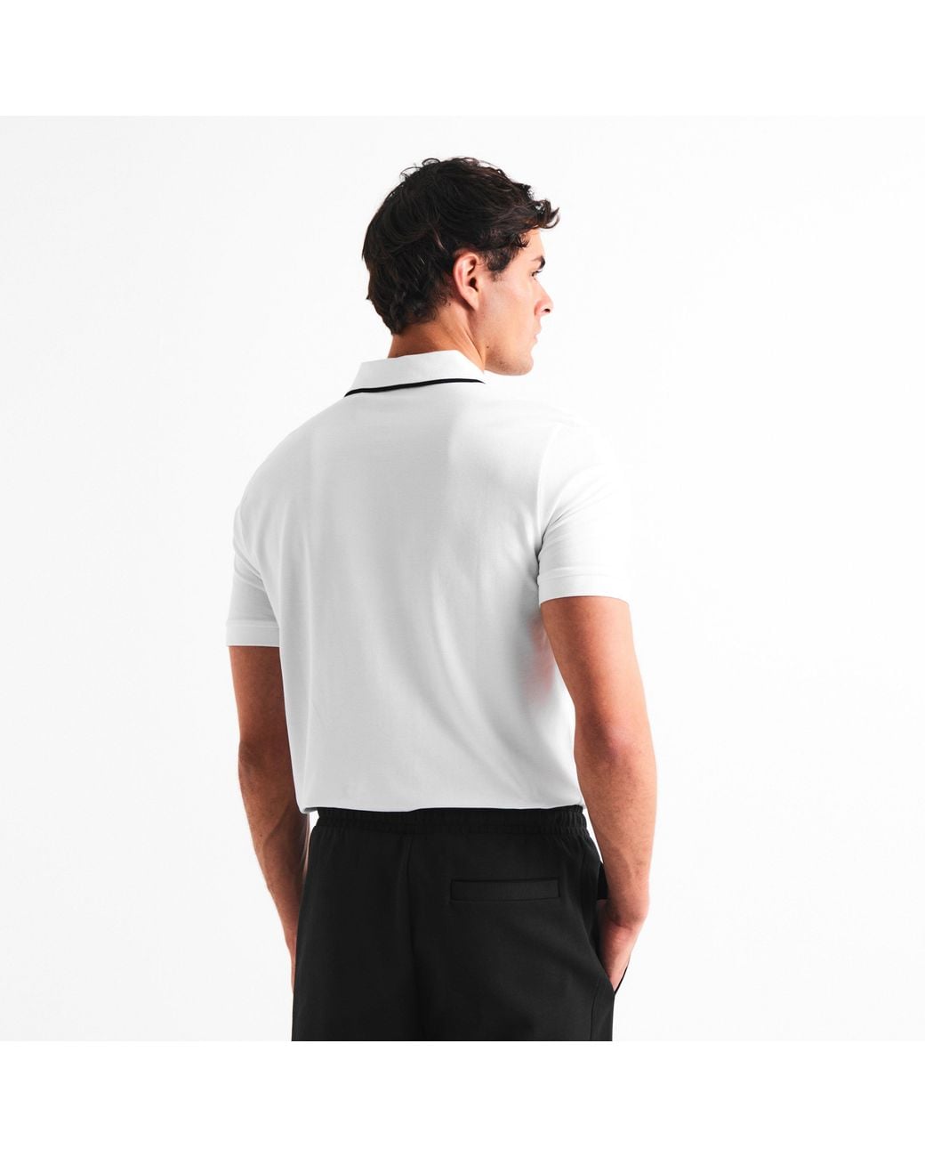 Boss White Short Sleeve Zip Polo Shirt (Philix) for men