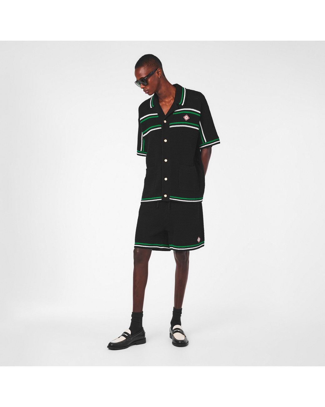 Casablanca Black Woven Tailored Fit Tracksuit Shorts for men