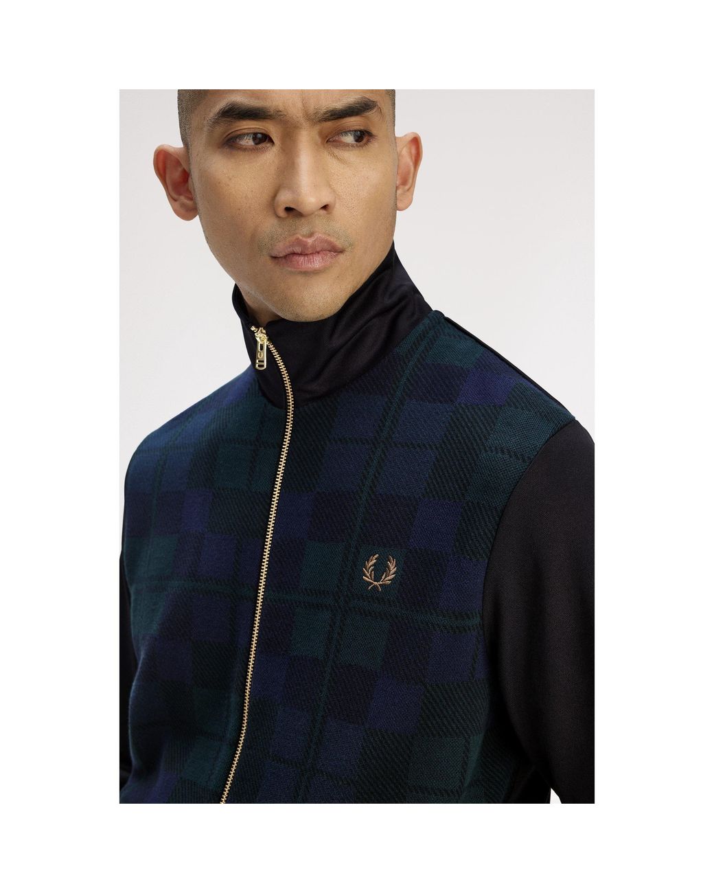 Fred Perry Blue Tartan Tracksuit Top for men