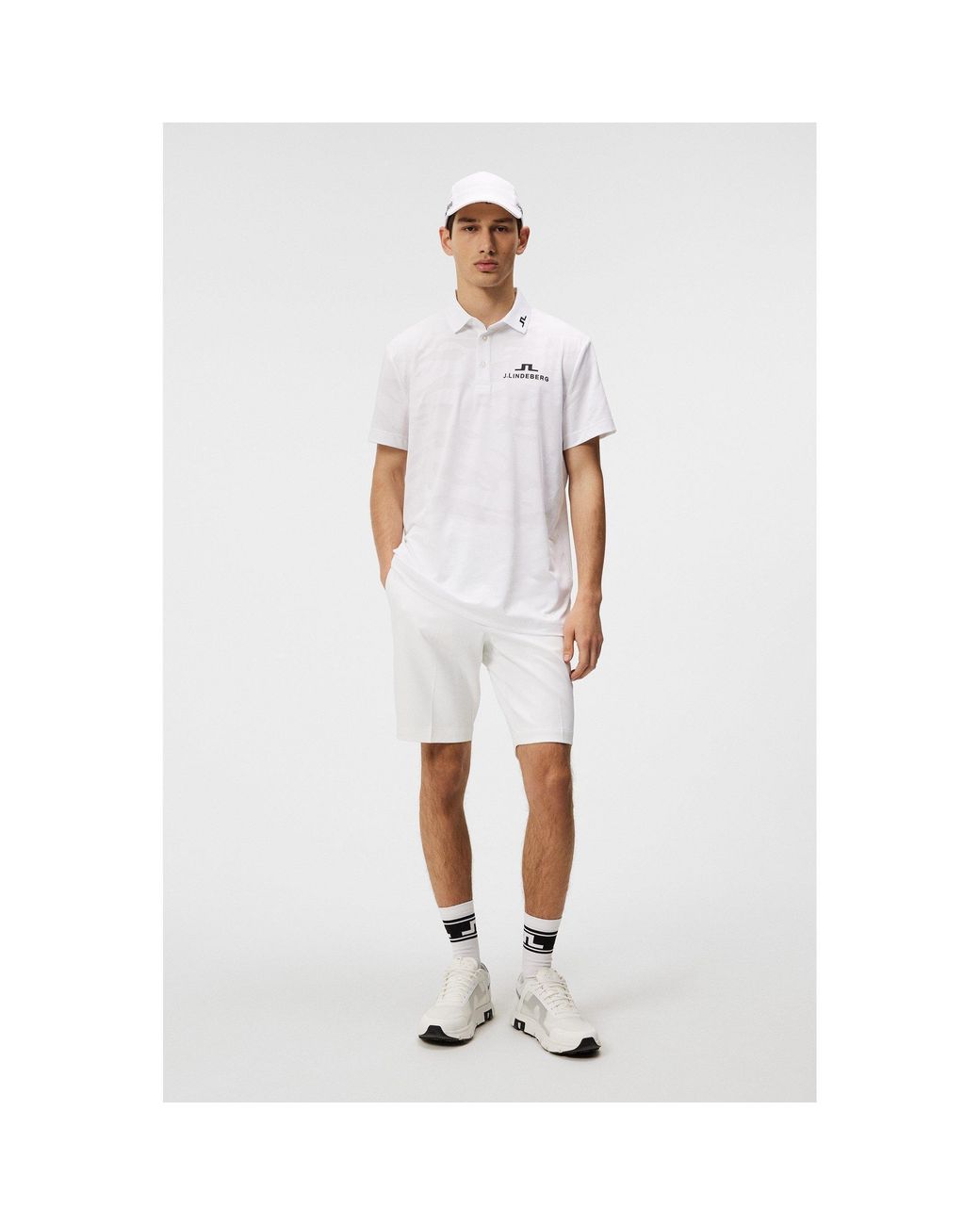 J.Lindeberg White Short-Sleeve Performance Polo Shirt for men