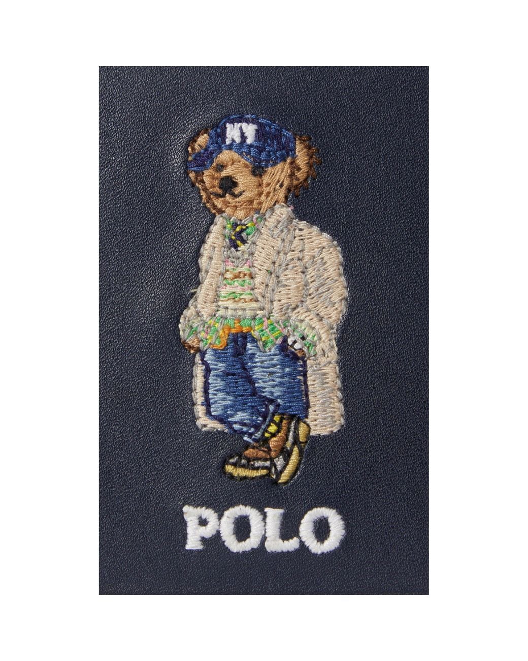 Polo Ralph Lauren Blue Polo Bear Leather Medium Credit Card Holder for men