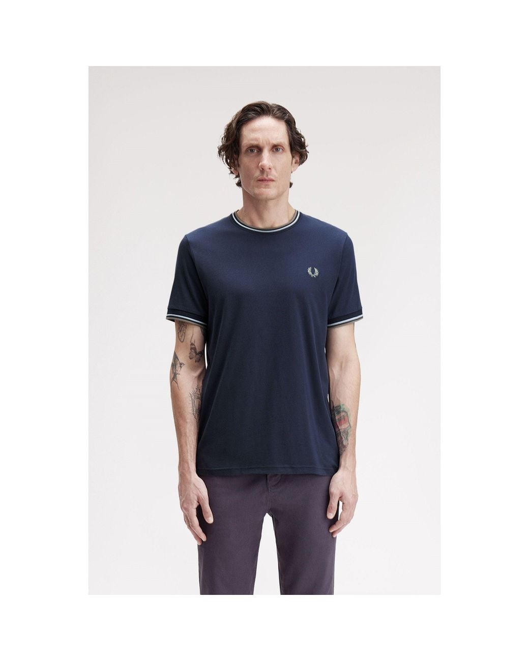 Fred Perry Blue Twin Tipped T-Shirt for men