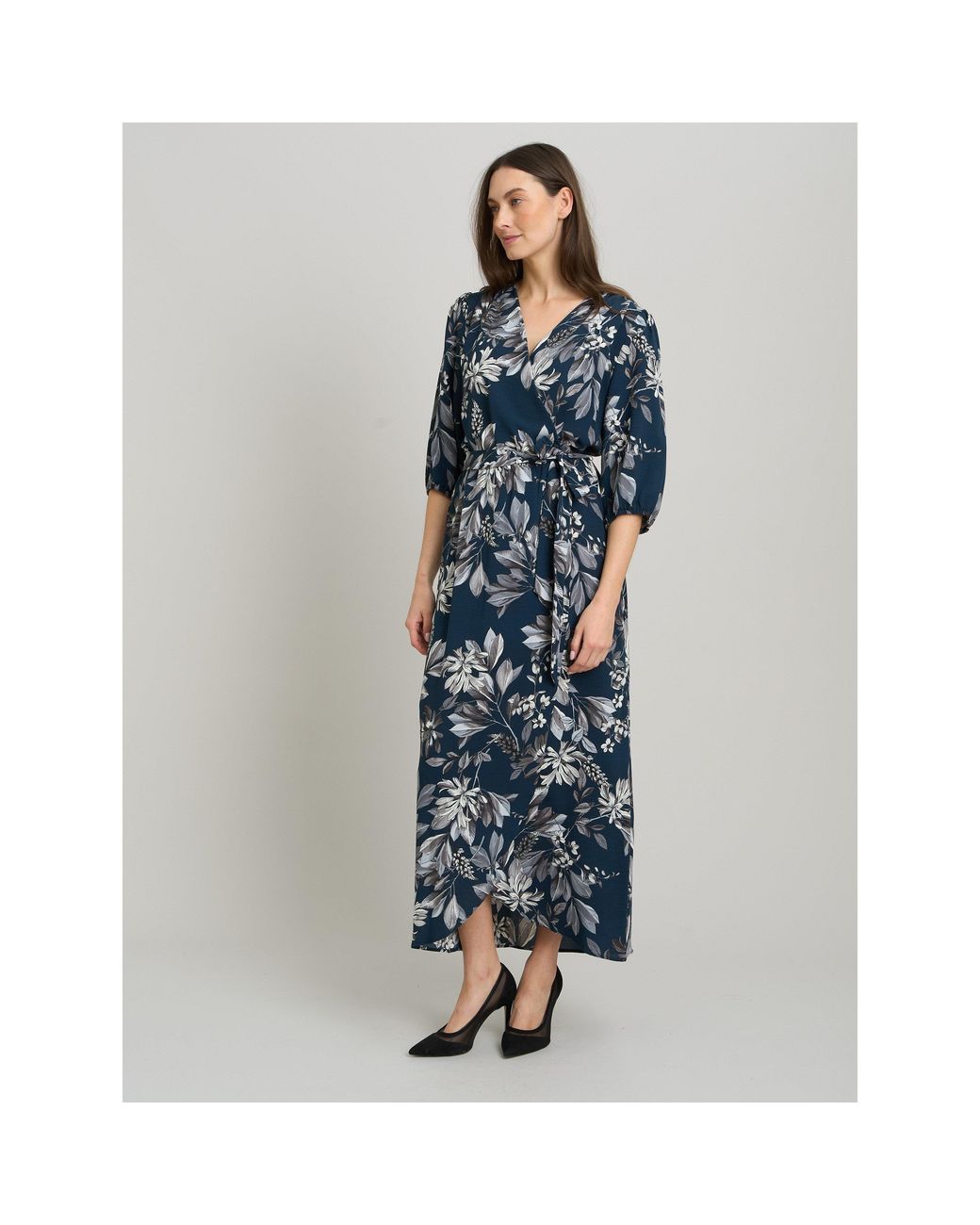 Gina Bacconi Blue Gwyneth Floral Print Maxi Dress