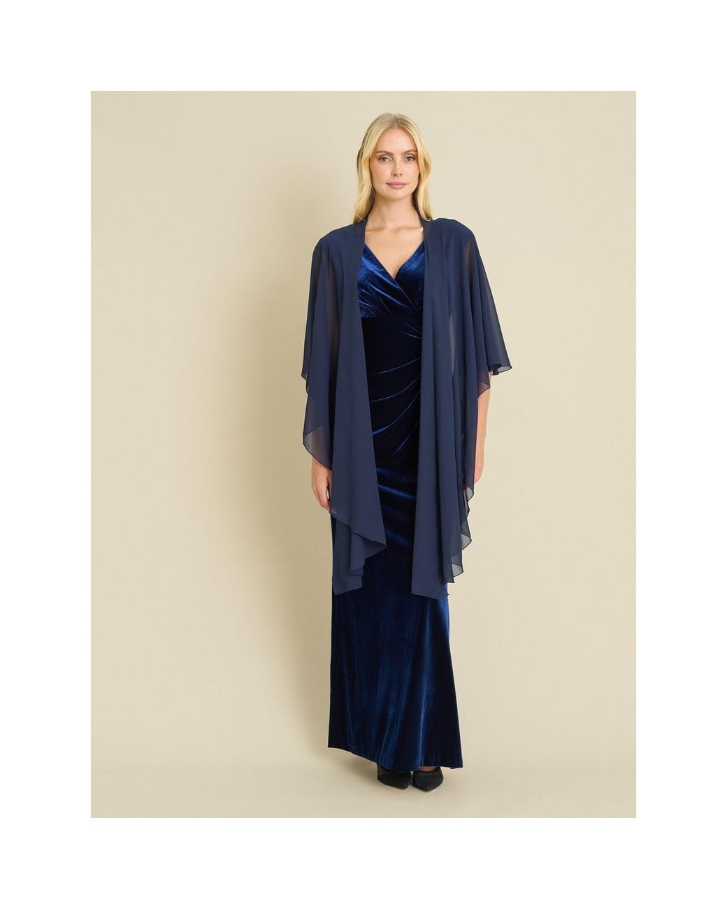 Gina Bacconi Blue Sascha Velvet Maxi Dress