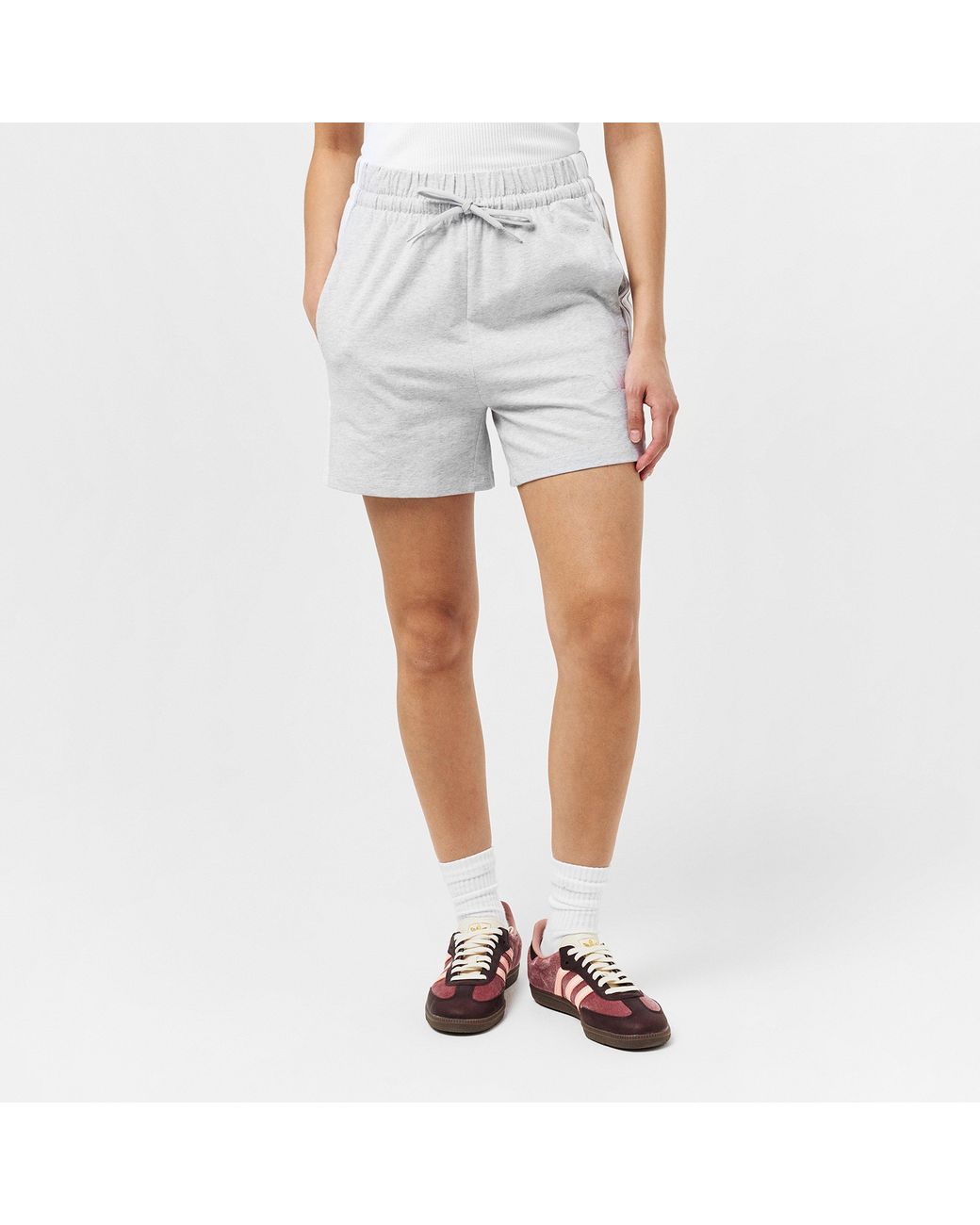 Adidas Gray Essentials 3 Stripe Shorts