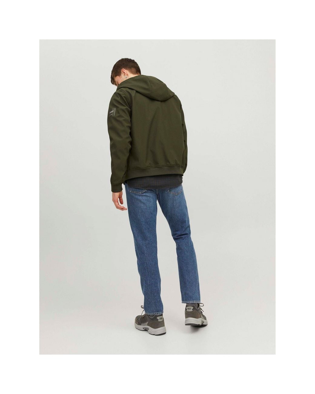 Jack & Jones Green Zipped Hooded Softshell Jacket for men
