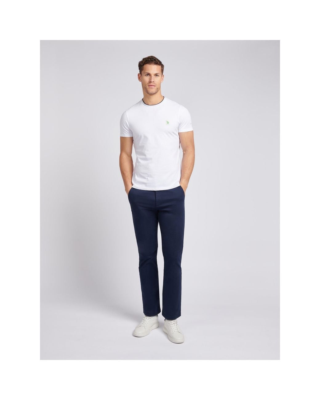 U.S. POLO ASSN. White Uspa Life Double Horsemen Regular Fit T-Shirt for men