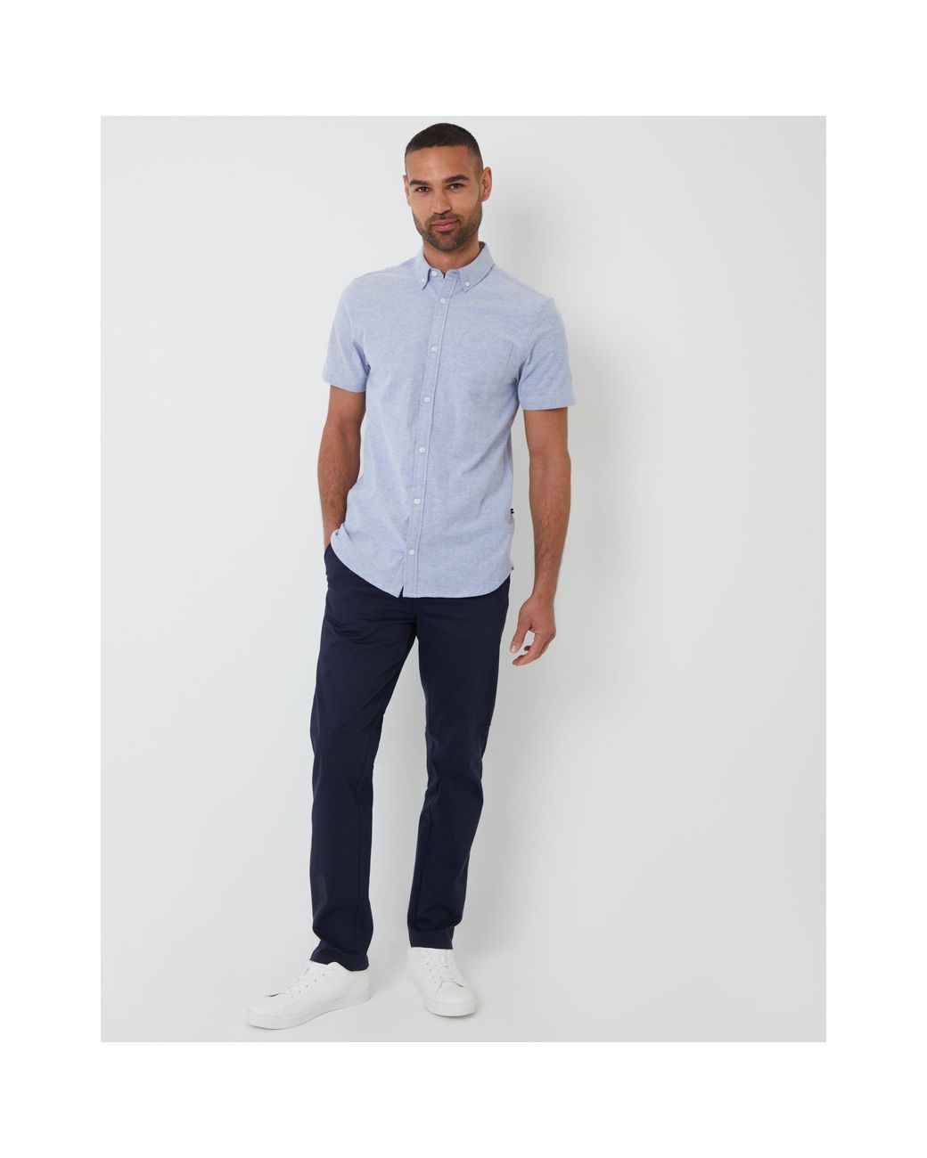 Saltwell Blue Short-Sleeve Oxford Shirt for men
