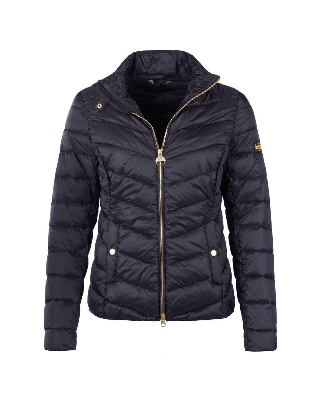 Barbour Blue Auburn Quilted Long Sleeve Funnel Neck Slim Fit Short Puffer Jacket