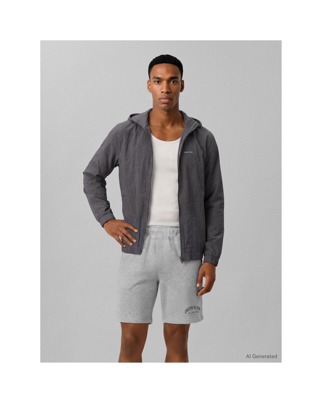 Calvin Klein Gray Fleece Jogger Shorts for men