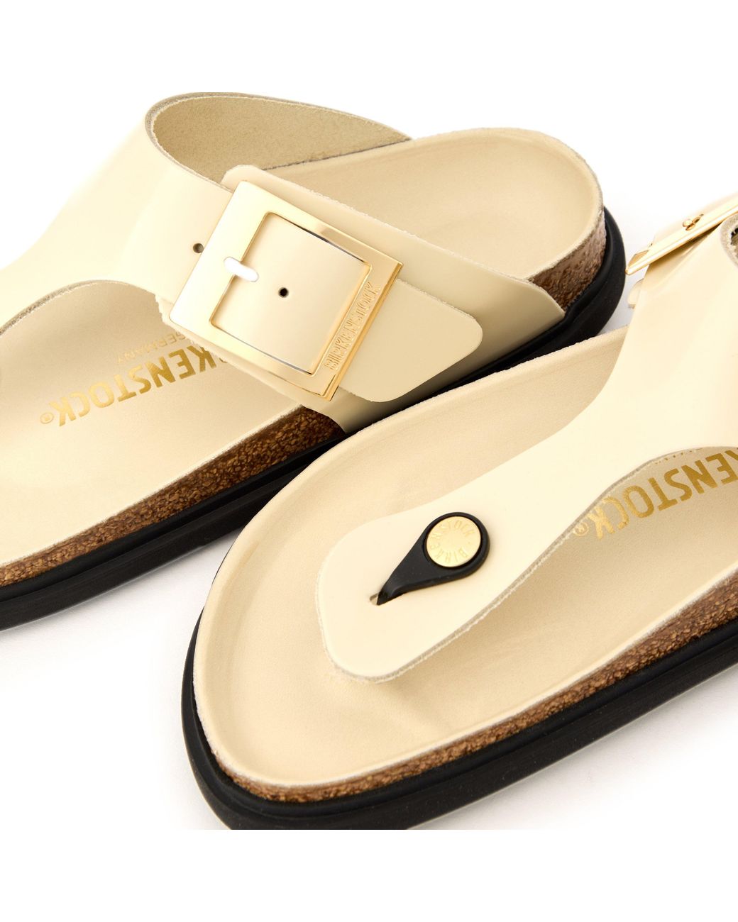 Birkenstock Natural Gizeh High Shine Flat Sandals