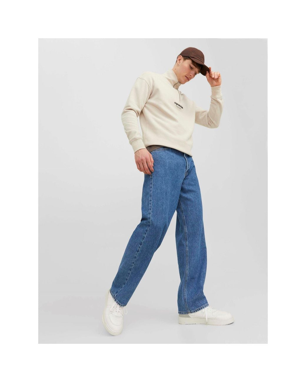 Jack & Jones Blue Alex Original Wide Leg Jeans for men