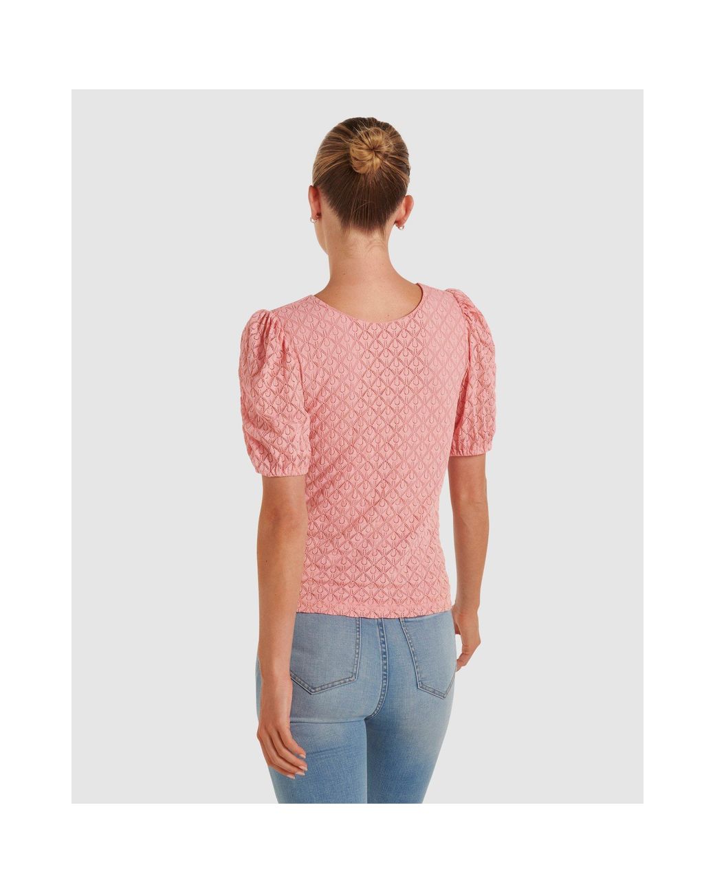 Forever New Blue Shiloh Lace Crew Neck Top