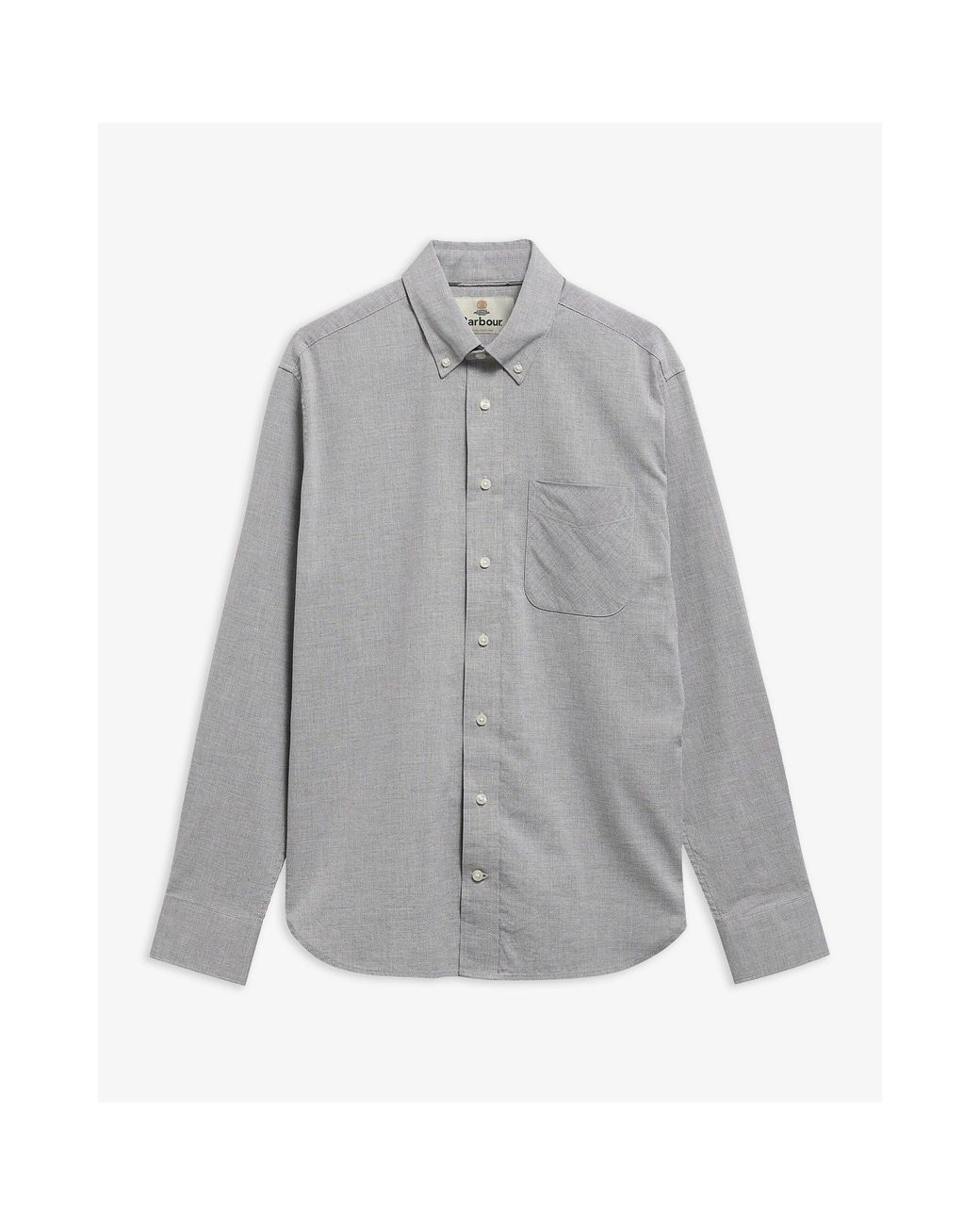 Barbour Gray Nevis Authentic Long-Sleeve Cotton Textured Shirt for men