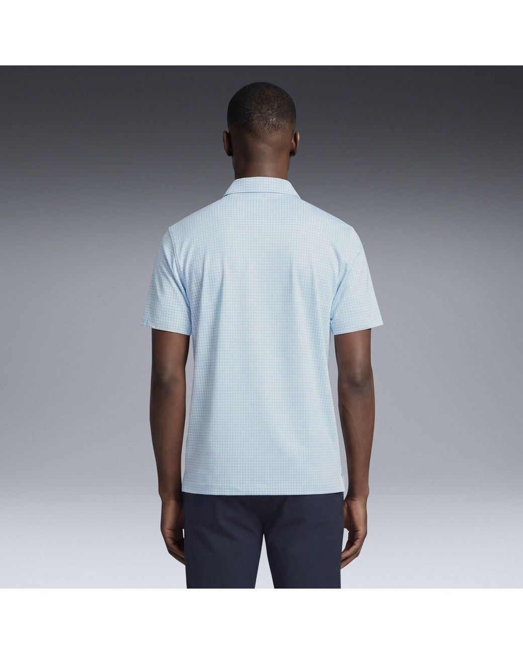 PUMA Blue Cloudspun Mono Check Short-Sleeve Polo Shirt for men
