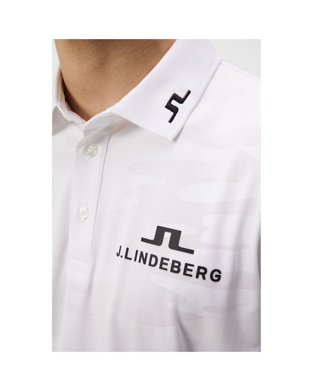 J.Lindeberg White Short-Sleeve Performance Polo Shirt for men