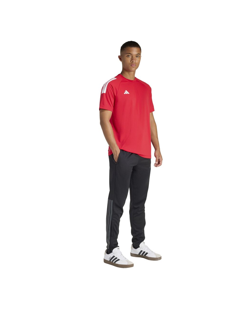 Adidas Red Classic 3 Stripe Sereno T-Shirt for men