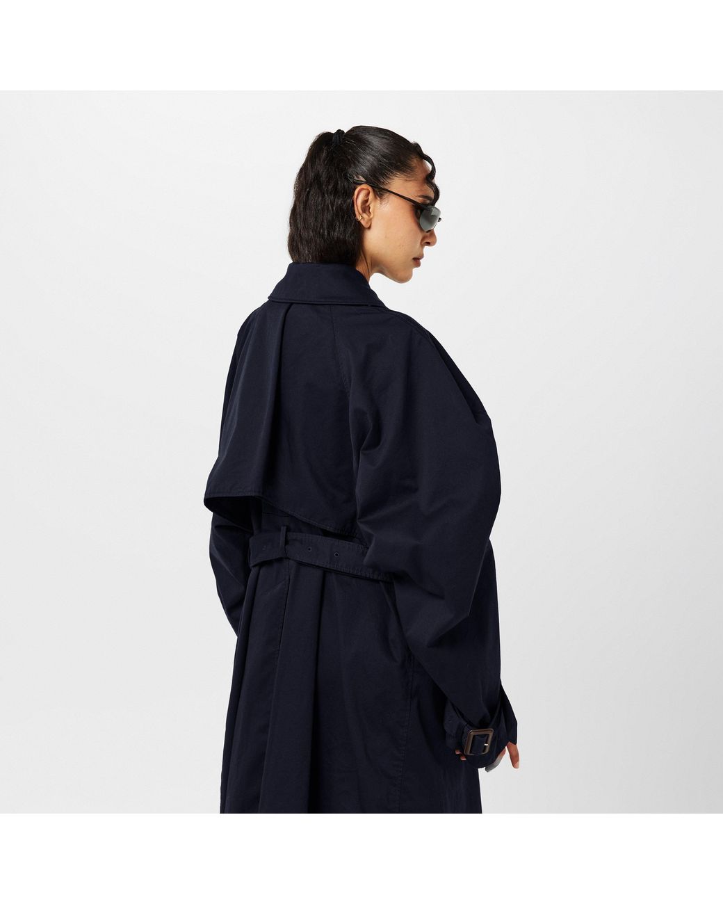Balenciaga Blue Oversized Water Resistant Trench Coat