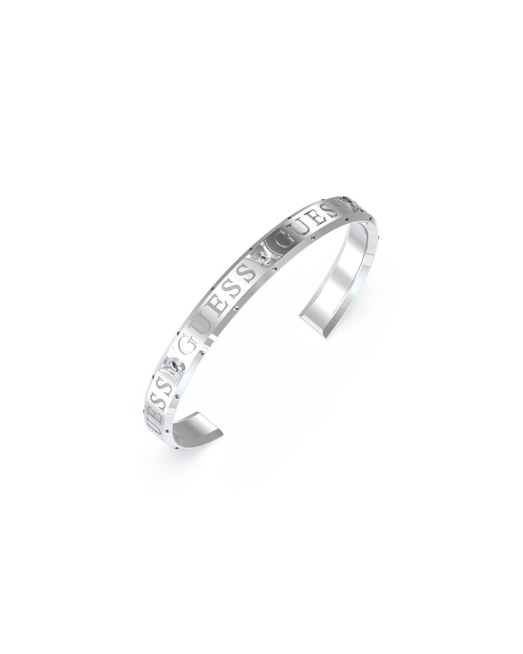 Guess White Just Stainless Steel Bangle