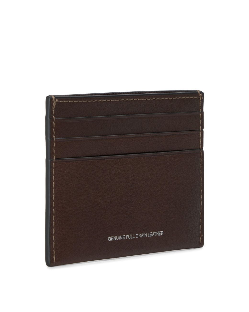 COACH Brown Full-Grain Leather Card Case